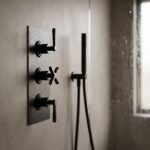 Nuie Aztec Matt Black Concealed Triple Thermostatic Shower Valve with Diverter