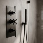 Nuie Aztec Matt Black Concealed Triple Thermostatic Shower Valve with Diverter