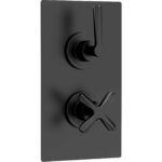 Nuie Aztec Matt Black Concealed Twin Thermostatic Shower Valve with Diverter