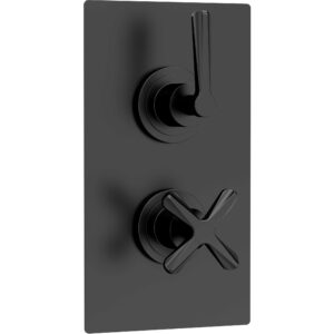 Nuie Aztec Matt Black Concealed Twin Thermostatic Shower Valve with Diverter
