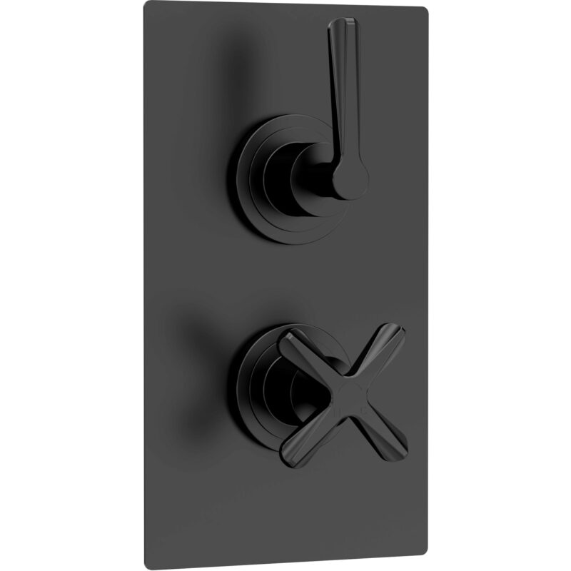 Nuie Aztec Matt Black Concealed Twin Thermostatic Shower Valve with Diverter Nuie Aztec Matt Black Concealed Twin Thermostatic Shower Valve with Diverter
