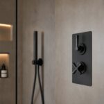 Nuie Aztec Matt Black Concealed Twin Thermostatic Shower Valve with Diverter