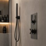 Nuie Aztec Matt Black Concealed Twin Thermostatic Shower Valve with Diverter