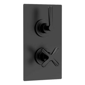 Nuie Aztec Matt Black Concealed Twin Thermostatic Shower Valve