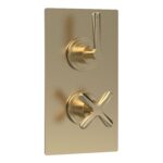 Nuie Aztec Brushed Brass Concealed Twin Thermostatic Valve with Diverter