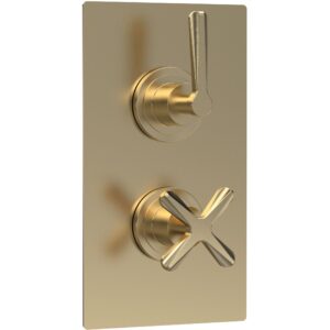 Nuie Aztec Brushed Brass Concealed Twin Thermostatic Shower Valve