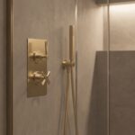 Nuie Aztec Brushed Brass Concealed Twin Thermostatic Shower Valve