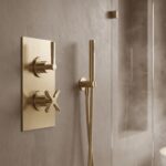 Nuie Aztec Brushed Brass Concealed Twin Thermostatic Shower Valve