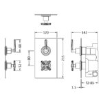 Nuie Aztec Brushed Brass Concealed Twin Thermostatic Shower Valve