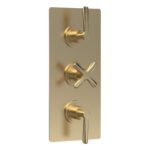 Nuie Aztec Brushed Brass Concealed Triple Thermostatic Shower Valve