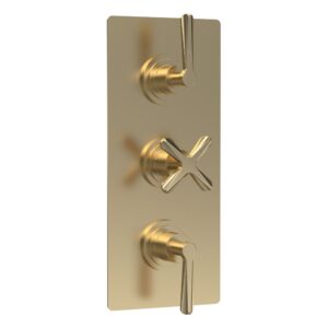 Nuie Aztec Brushed Brass Concealed Triple Thermostatic Shower Valve