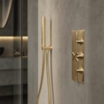 Nuie Aztec Brushed Brass Concealed Triple Thermostatic Shower Valve