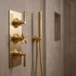 Nuie Aztec Brushed Brass Concealed Triple Thermostatic Shower Valve