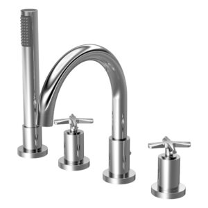 Nuie Aztec Chrome 4 Hole Bath Mixer Tap with Shower Kit