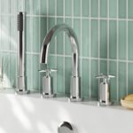 Nuie Aztec Chrome 4 Hole Bath Mixer Tap with Shower Kit