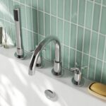 Nuie Aztec Chrome 4 Hole Bath Mixer Tap with Shower Kit