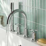 Nuie Aztec Chrome 4 Hole Bath Mixer Tap with Shower Kit