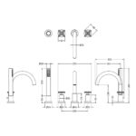 Nuie Aztec Chrome 4 Hole Bath Mixer Tap with Shower Kit