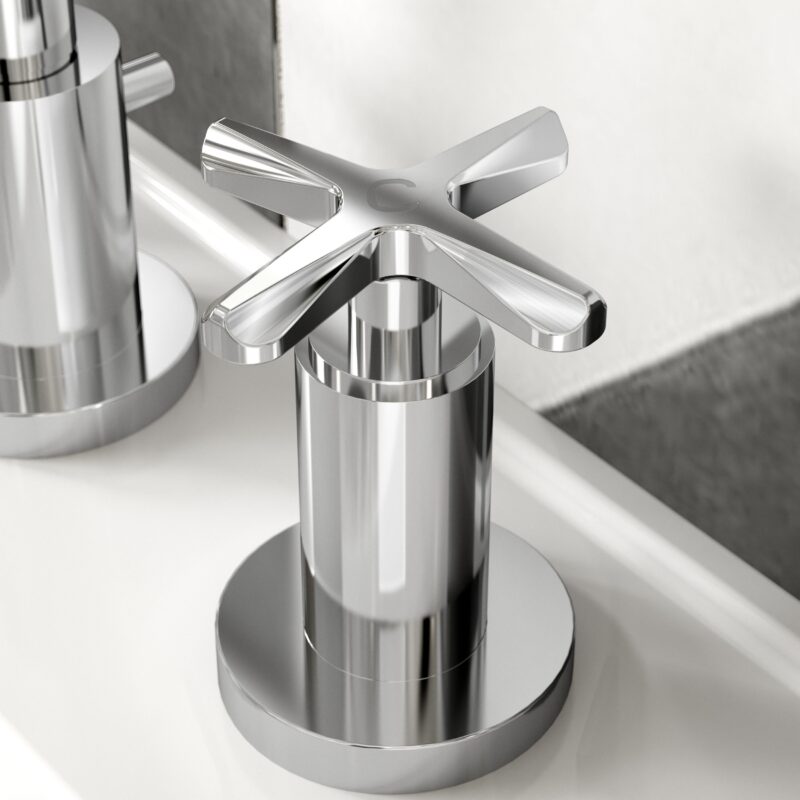 Nuie Aztec Chrome 3 Hole Deck Basin Mixer with Pop Up Waste