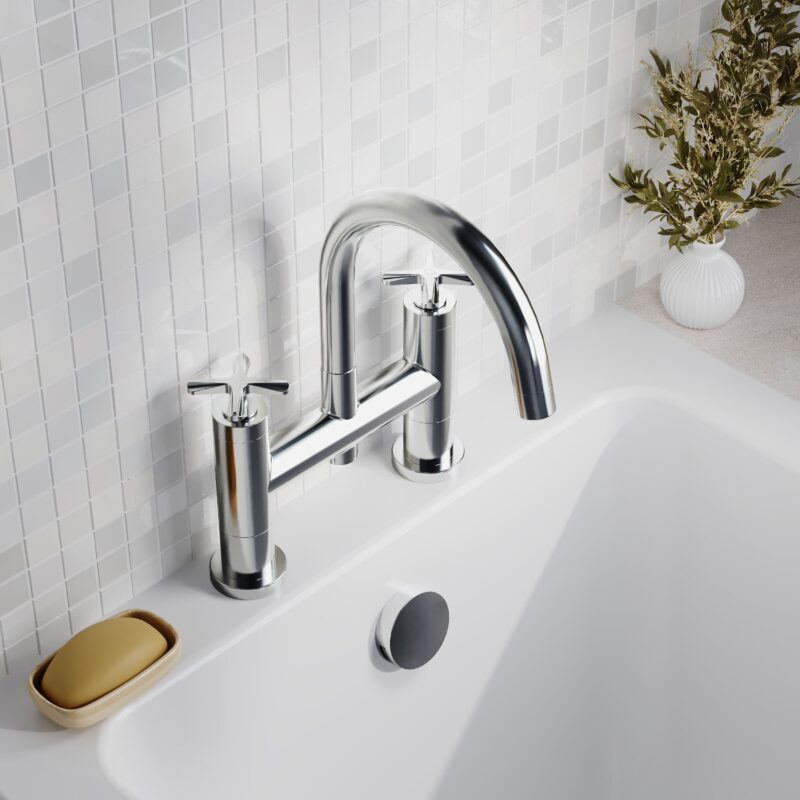 Nuie Aztec Chrome Deck Mounted Bath Filler