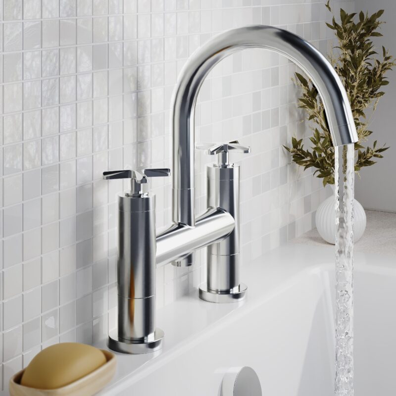 Nuie Aztec Chrome Deck Mounted Bath Filler