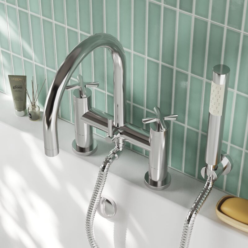 Nuie Aztec Chrome Deck Mounted Bath Shower Mixer
