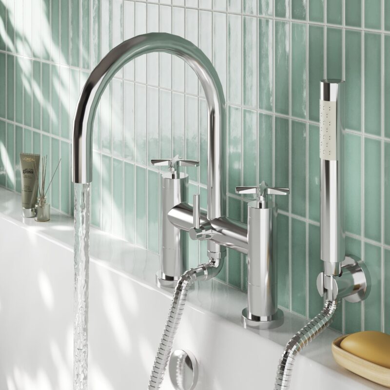 Nuie Aztec Chrome Deck Mounted Bath Shower Mixer