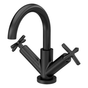 Nuie Aztec Matt Black Deck Mounted Mono Basin Mixer with Pop Up Waste