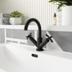 Nuie Aztec Matt Black Deck Mounted Mono Basin Mixer with Pop Up Waste