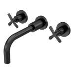 Nuie Aztec Matt Black 3 Tap Hole Wall Mounted Basin Mixer