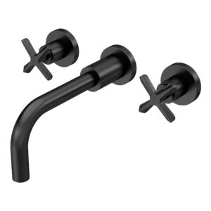 Nuie Aztec Matt Black 3 Tap Hole Wall Mounted Basin Mixer