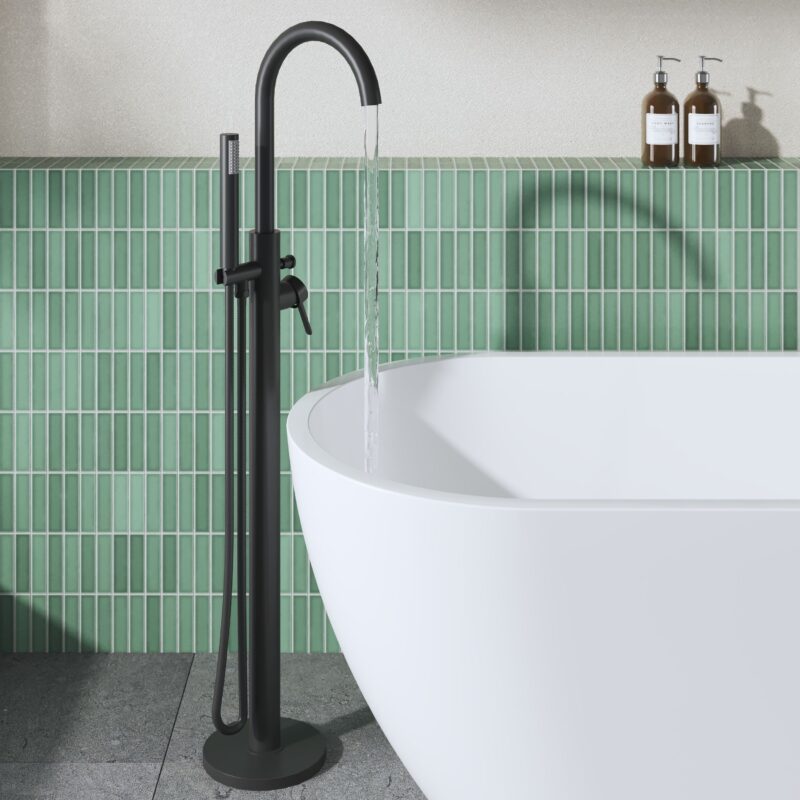 Nuie Aztec Matt Black Floorstanding Bath Shower Mixer