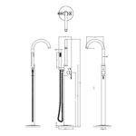 Nuie Aztec Matt Black Floorstanding Bath Shower Mixer
