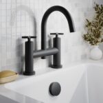 Nuie Aztec Matt Black Deck Mounted Bath Filler