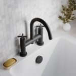 Nuie Aztec Matt Black Deck Mounted Bath Filler