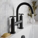 Nuie Aztec Matt Black Deck Mounted Bath Filler