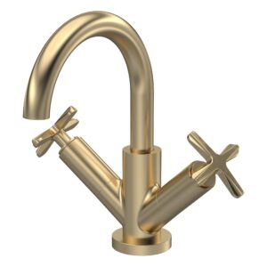Nuie Aztec Brushed Brass Deck Mounted Mono Basin Mixer with Waste