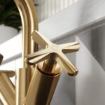Nuie Aztec Brushed Brass Deck Mounted Mono Basin Mixer with Waste