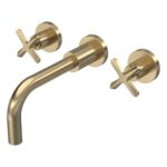 Nuie Aztec Brushed Brass 3 Hole Wall Basin Mixer