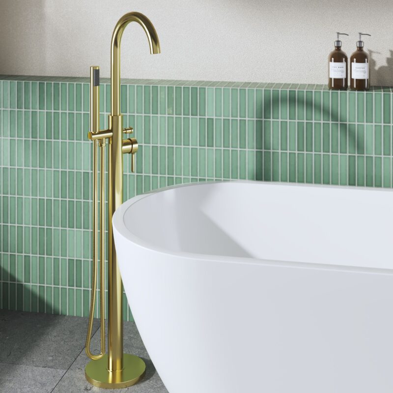 Nuie Aztec Brushed Brass Floorstanding Bath Shower Mixer