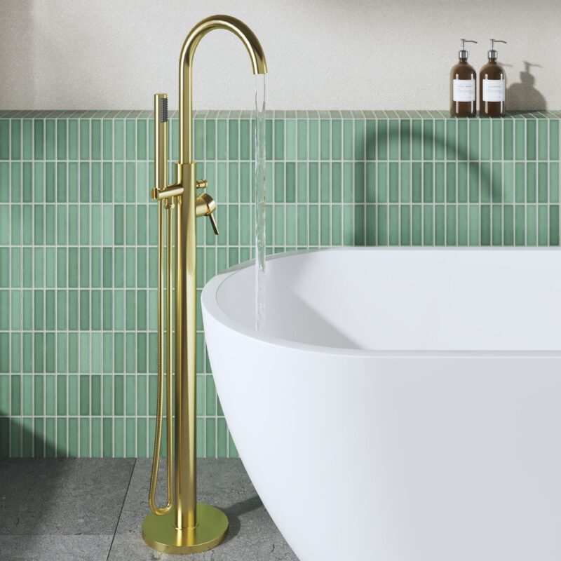 Nuie Aztec Brushed Brass Floorstanding Bath Shower Mixer