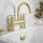 Nuie Aztec Brushed Brass Deck Mounted Bath Filler