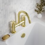 Nuie Aztec Brushed Brass Deck Mounted Bath Filler