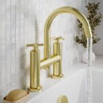 Nuie Aztec Brushed Brass Deck Mounted Bath Filler