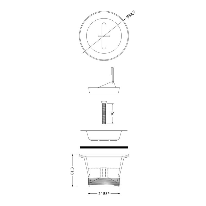 Nuie Kitchen Sink Waste with Black Plug & Chrome Chain