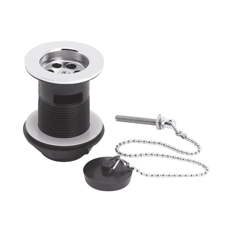 Nuie Basin Waste with Chrome Chain & Black Plug