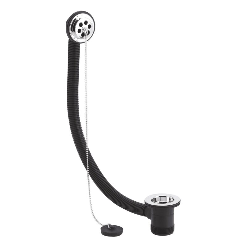 Nuie Chrome Bath Waste with Chain & Bath Plug Nuie Chrome Bath Waste with Chain & Bath Plug