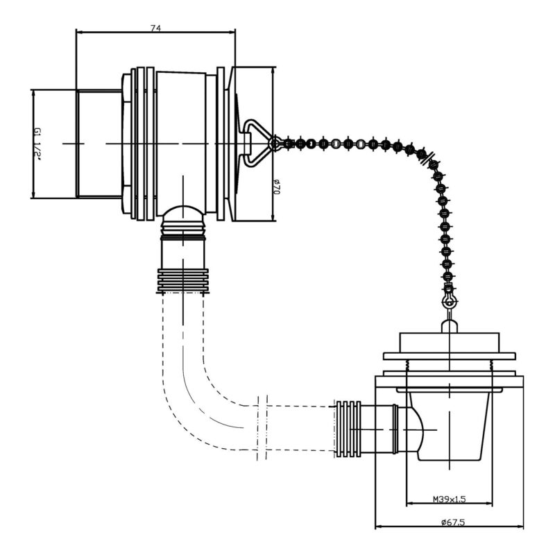 Nuie Bath Waste with Plug & Chain Chrome