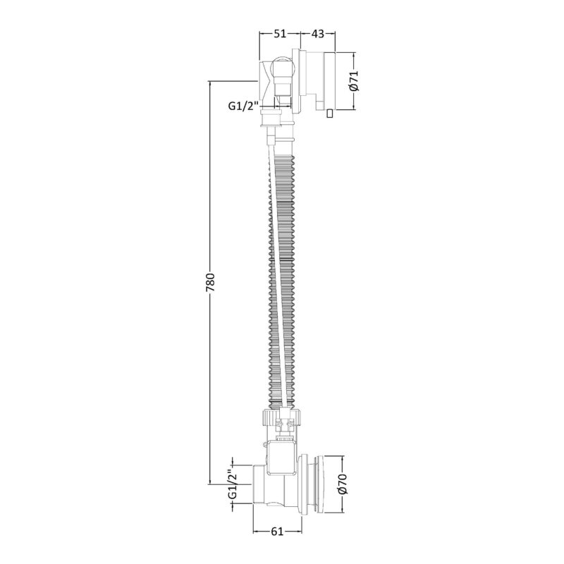 Nuie Chrome Freeflow Bath Filler