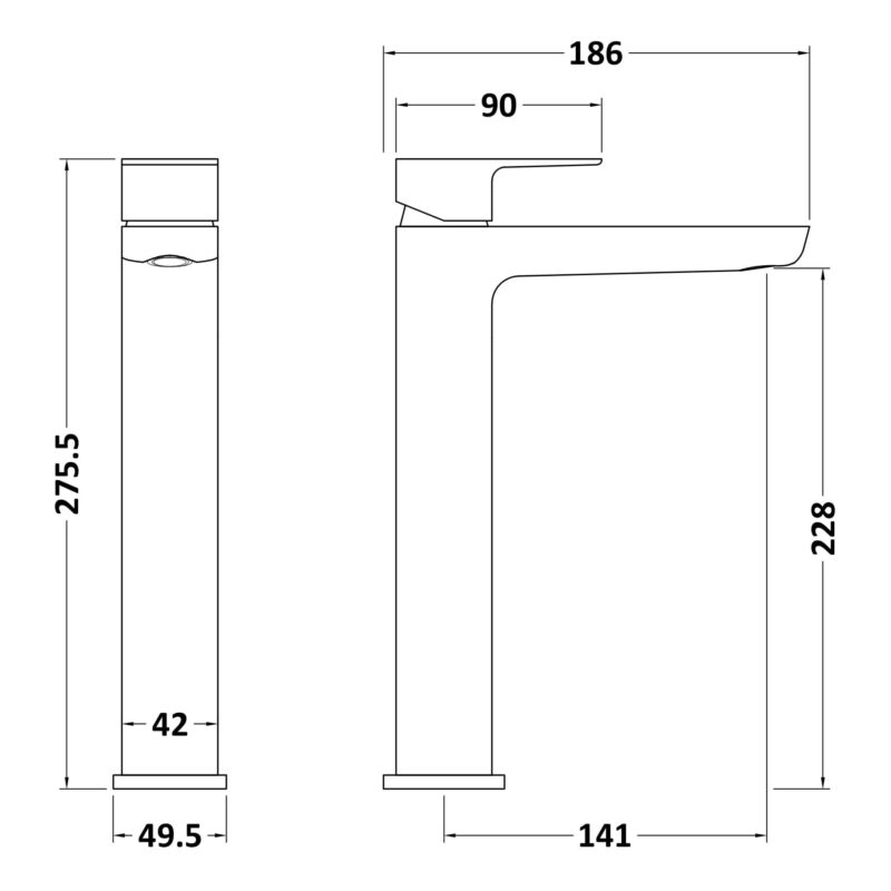 Nuie Eclipse Chrome Tall Mono Basin Mixer
